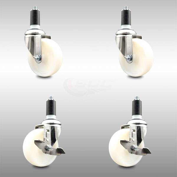Service Caster 4 Inch 316SS Nylon Wheel Swivel 1-3/8 Inch Expanding Stem Caster Brake SCC, 2PK SCC-SS316EX20S414-NYS-2-TLB-2-138 - main